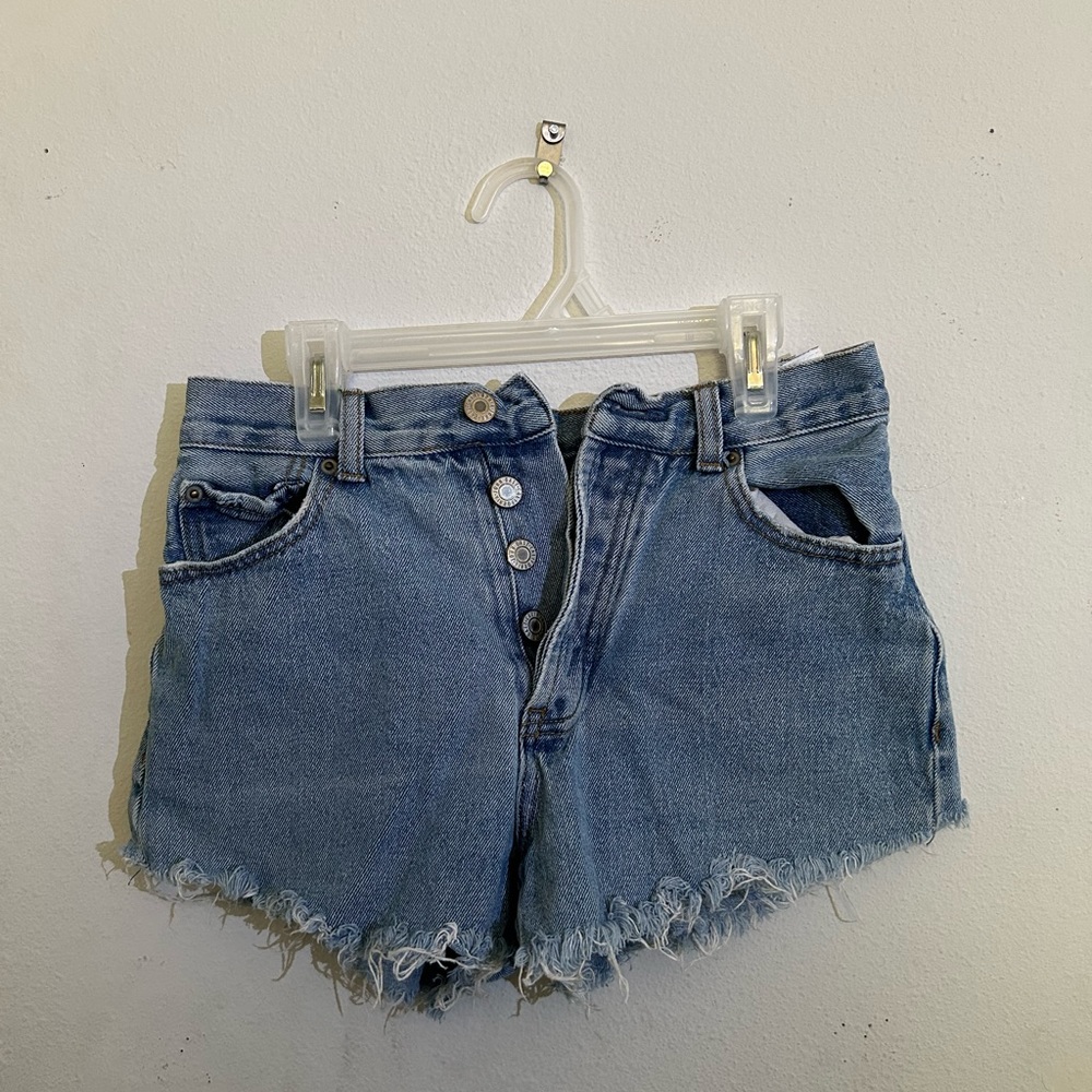 light wash denim shorts